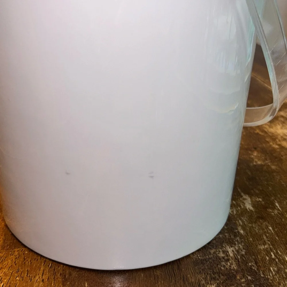 Vintage White Vinyl Ice Bucket with Lucite Handle and Lid